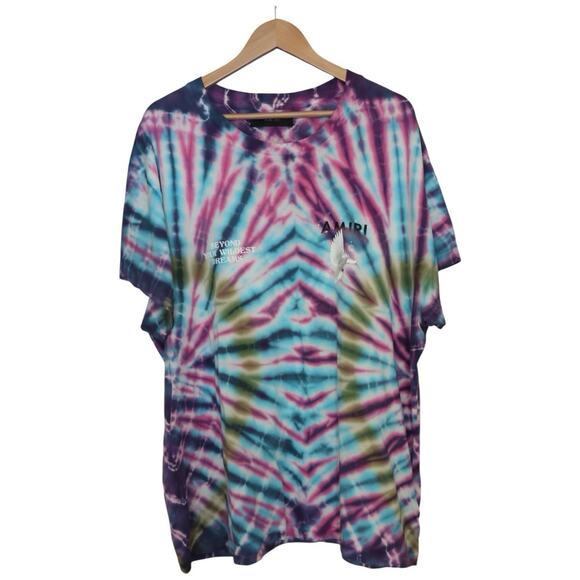 Amiri Tie Dye Rainbow Dove Tee In Multi Size XL - Picture 3 of 16